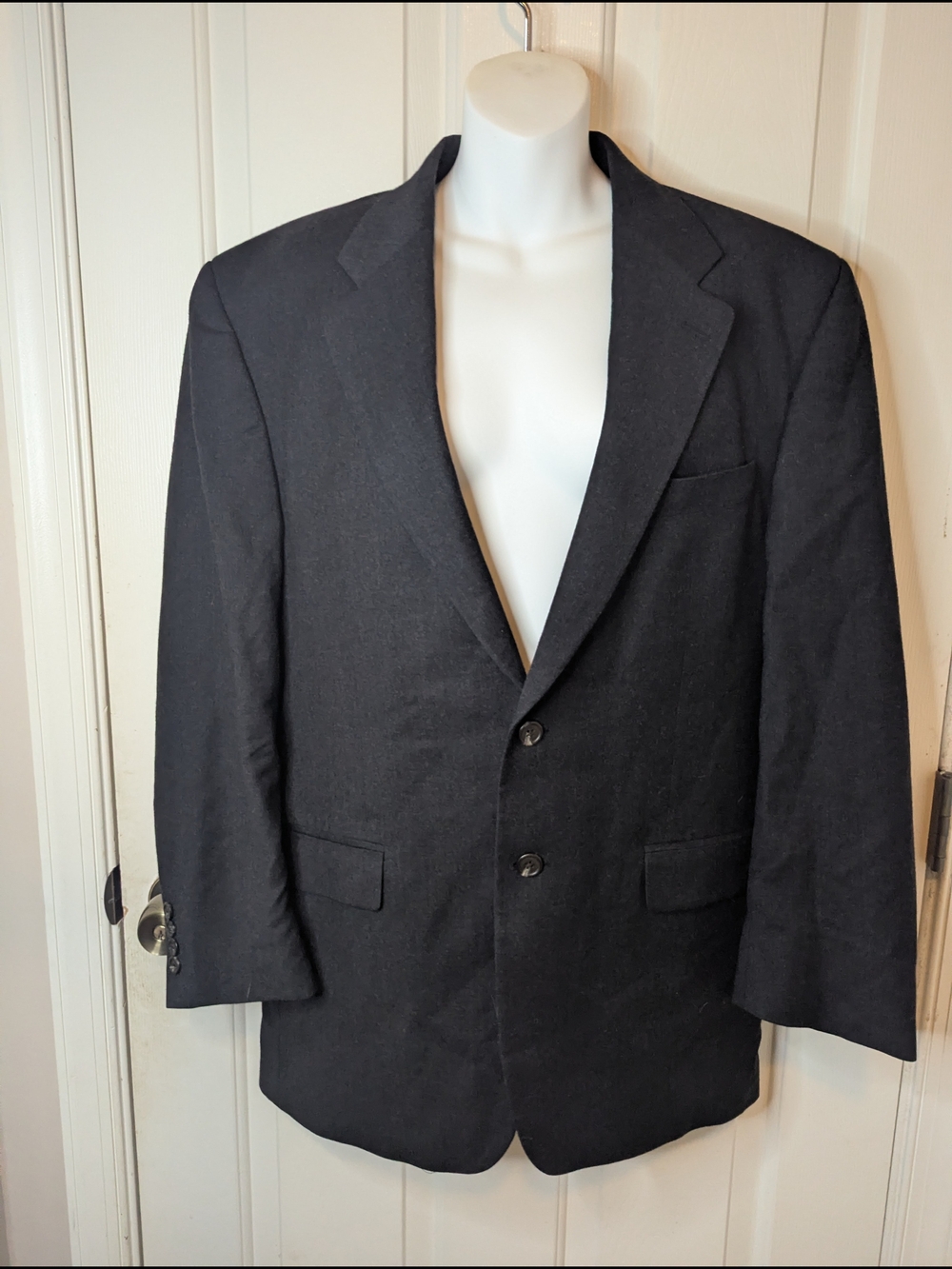 Vintage 90's Lauren Ralph Lauren Men's 42R Blazer‎ Jacket Wool Cashmere Charcoal